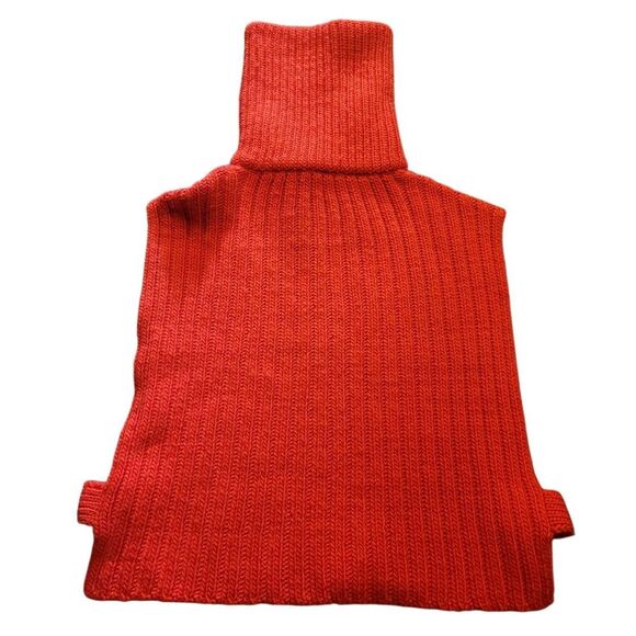 NWT Tory Burch Sweater Women's Large Vibrant Red Wool Dickie Zip Front - Picture 3 of 6